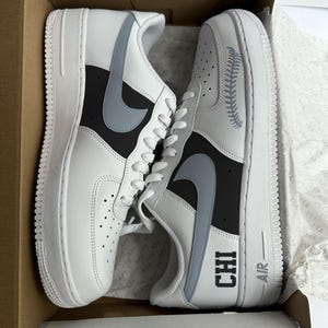 Chicago White Sox Inspired Air Force 1 Custom Black and White