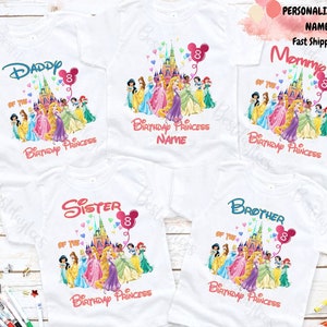 Princesa de cumpleaños de Disney, camisa de cumpleaños de Disney, camisa de princesa de Disney, camisas de princesa, camisa de cumpleañera, camisas familiares de Disney Princess3