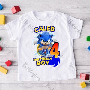 Sonic Birthday Shirt, Custom Sonic Shirt, Personalized Sonic Birthday Tees, Sonic Theme Party Shirts, Sonic Family Matching Shirts