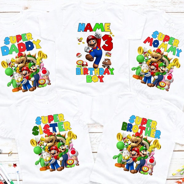 Mario Birthday Shirt, Birthday Mario Family Birthday Shirts, Super Custom Birthday Shirt ,Birthday Mario Matching Tees, Gamer Birthday