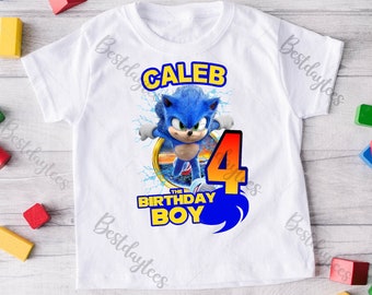 Sonic Birthday Shirt, Custom Sonic Shirt, Personalized Sonic Birthday Tees, Sonic Theme Party Shirts, Sonic Family Matching Shirts