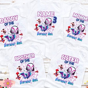 Spidey birthday girl shirts, Personalized Spidey Birthday T-shirts, Spidey theme family matching birthday shirts, Birthday Girl Spidey shirt
