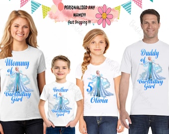 Camiseta de cumpleaños personalizada de Frozen: Camisetas familiares de Elsa y Ana