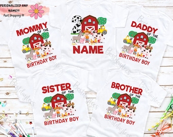 Barnyard Geburtstags-Shirt, Bauernhof-Thema-Geburtstags-Shirts, Bauernhof-Geburtstags-Shirt, Personalisierte Familie Passende Bauernhof-Geburtstags-Shirts, Barnyard-Shirt