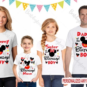 Disney Family Minnie Mickey birthday shirts, Family Matching Mickey Minnie birthday Shirts, Birthday Boy Family Shirt,Bday shirts For Family