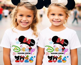 Passende Disney Cousin Shirts, COUSIN CREW Sonnenbrille Mickey Mouse Shirts, Urlaub, Disney Matching, Minnie Maus, Kid Mickey Shirt gv72
