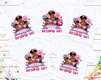 Puppen Geburtstags-Shirt, Puppenfamilie Geburtstag-Shirts, Familien-Matching Graci-Puppen-Hemden, Puppen-personalisiertes T-Stück, Puppen-Party-Hemden