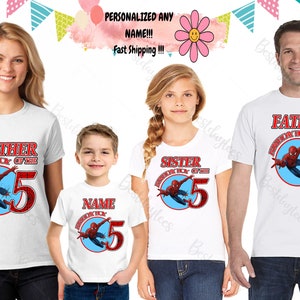 Spiderman verjaardag shirt, Spiderman bijpassende shirts, Spiderman feestvarken shirt, Spiderman shirts, Spiderman aangepaste shirts