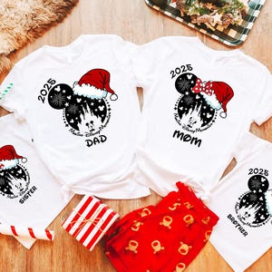 Camiseta navideña de Disney personalizada, camisetas navideñas familiares de Disney, camisetas navideñas de Disney, camisetas a juego de Disney, camisetas de fiesta navideña de Disney