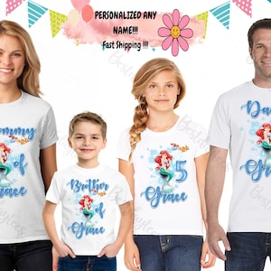 Ariel Birthday Shirt, Ariel Family Birthday Shirts, Ariel Bday Girl Shirt, Ariel Mermaid Matching Shirts, Ariel Birthday Custom Shirts