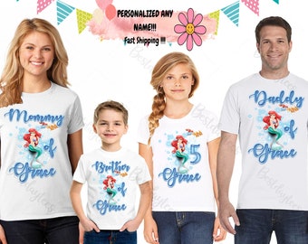 Ariel Birthday Shirt: Family Matching Gildan Cotton Tee