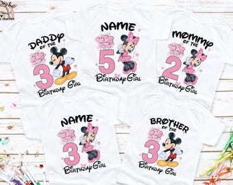 Disney Geburtstagskind-Hemden, kundenspezifisches erstes Geburtstagsalter-Familien-Hemden, Mädchen-Geburtstags-Hemd, Familie Minnie-Geburtstags-T-Stück, passendes Minnie-Hemd
