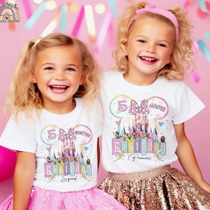 Camiseta personalizada de cumpleaños de Disney para niña, camiseta de princesa de cumpleaños, camiseta de cumpleaños de Disney para niña, camiseta familiar de cumpleaños de Disney, cumpleaños de Disneyland, P6