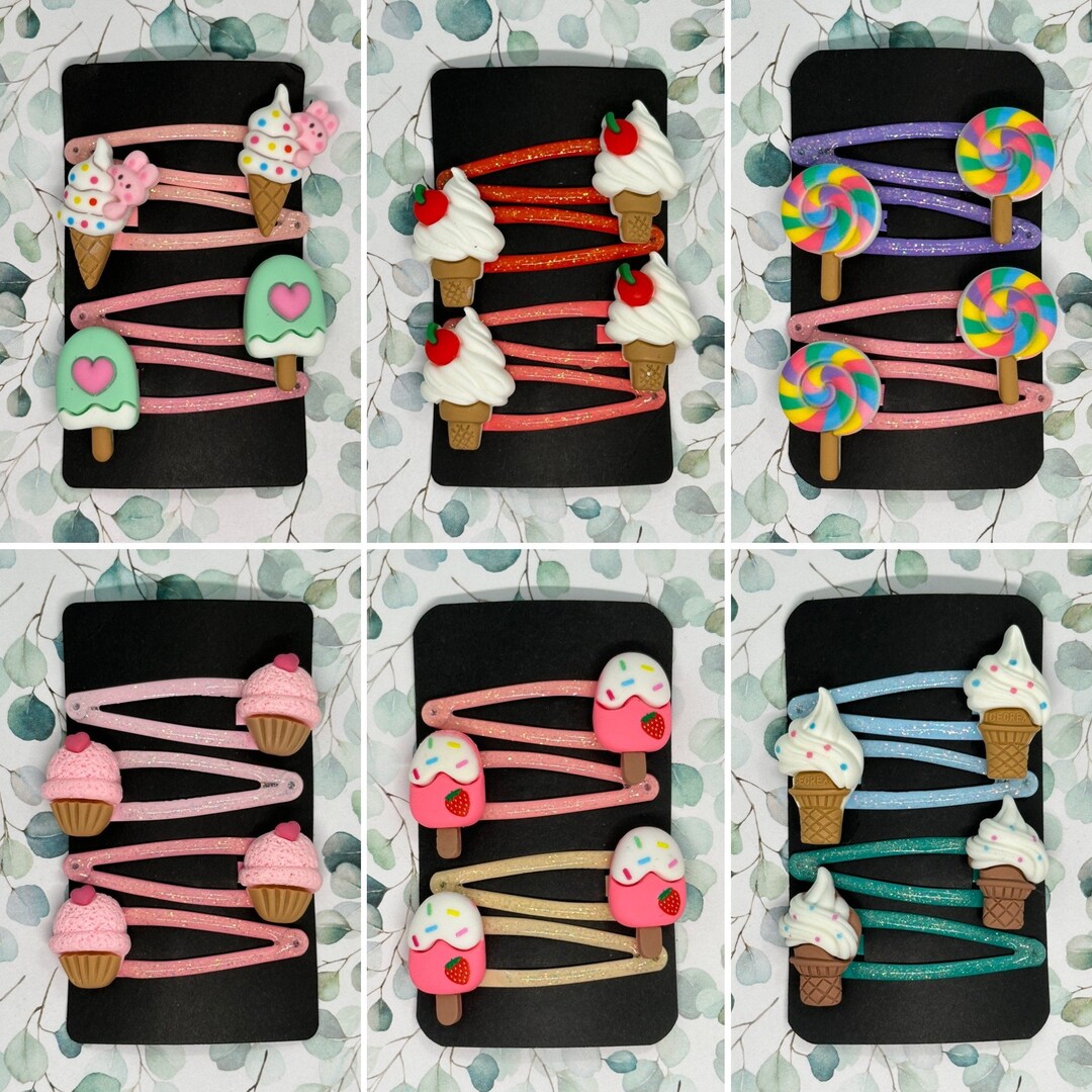 Ice Cream, Candy and Cupcake Hair Clips Handmade Hair Accessories Cute