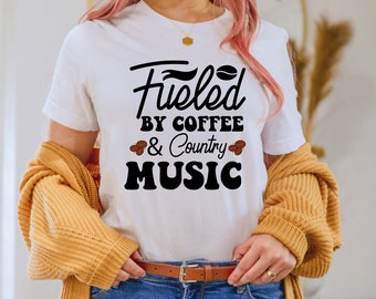 Coffee and Country Music Shirt, Fueled By Coffee And Country Music Shirt, Country Music Concert Shirt, Country Music Gift