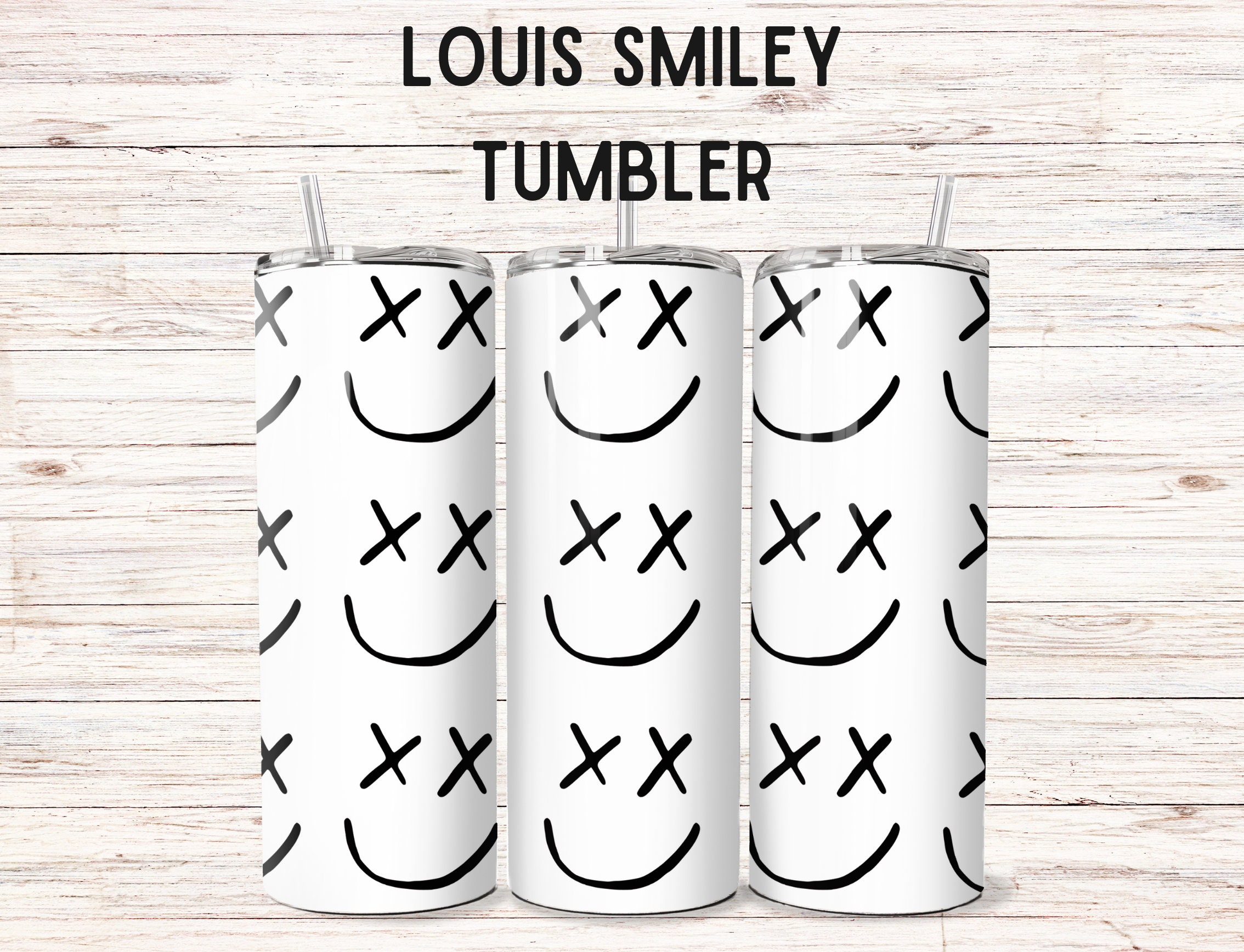 Louis Inspired Smiley Face Tumbler One Direction Merch 