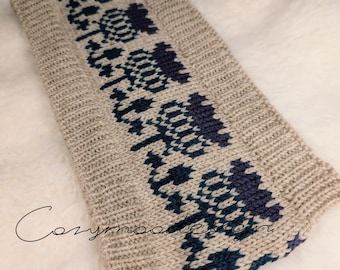 knitted merino wool thistle headband