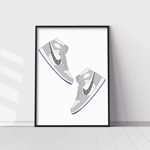 Affiche Air Jordan 1 High Dior, Art mural imprimable en téléchargement numérique