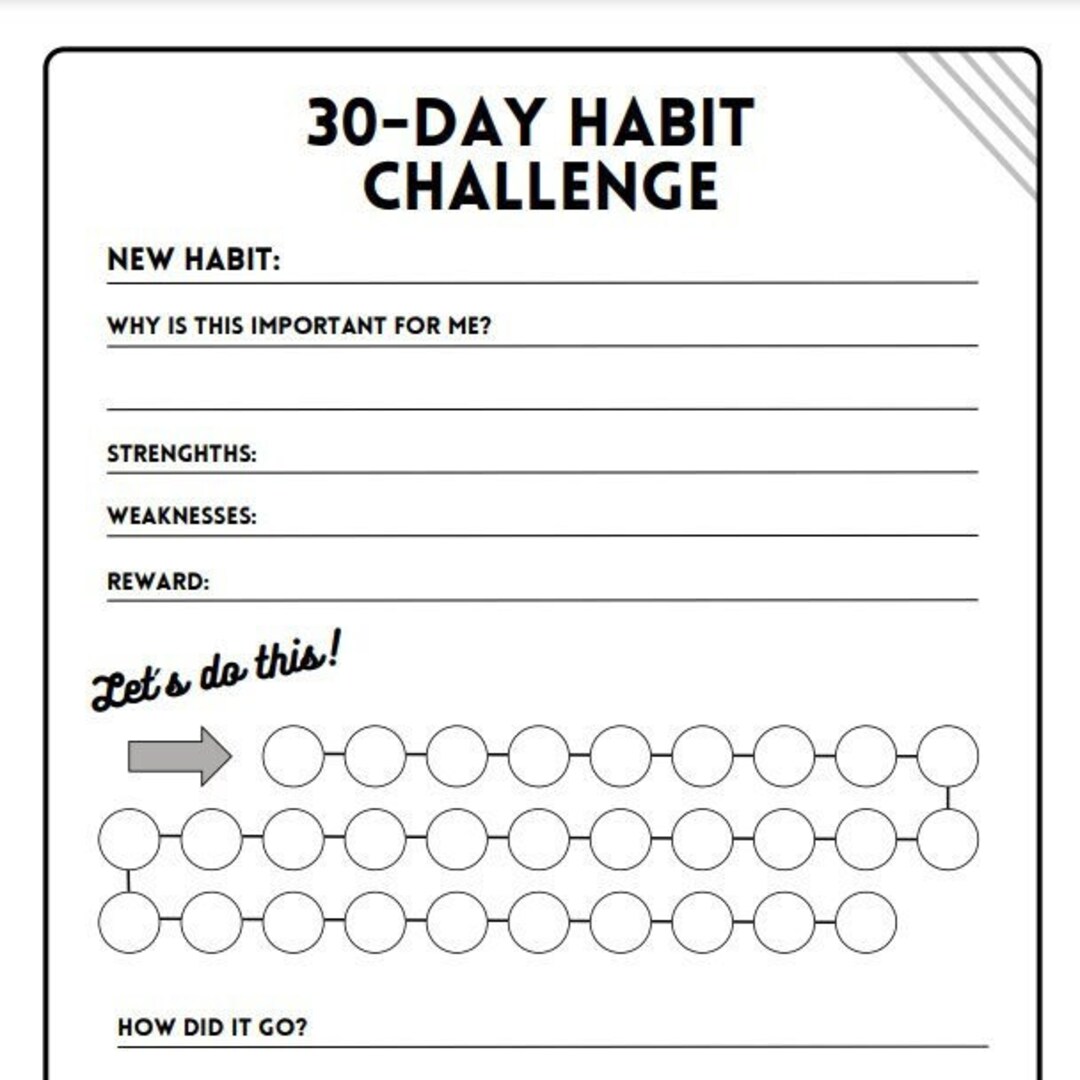 30 Day Habit Challenge - Etsy