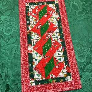 Christmas table decor, patchwork table runner, table topper,