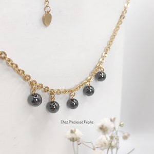 Parure de bijoux en hématites un collier et un bracelet Perles naturelles destinés aux femmes Offrir Handmade Minimaliste image 5
