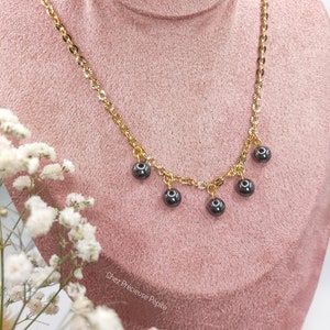 Parure de bijoux en hématites un collier et un bracelet Perles naturelles destinés aux femmes Offrir Handmade Minimaliste image 6