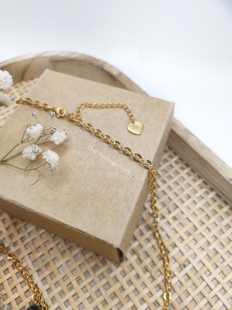 Parure de bijoux en hématites un collier et un bracelet Perles naturelles destinés aux femmes Offrir Handmade Minimaliste image 3