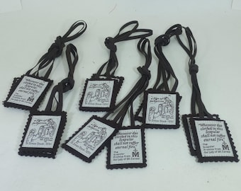 Brown scapulars, set of 6. 100% wool Catholic devotional