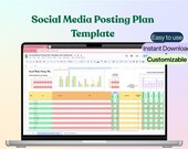 Social Media Posting Plan Google Sheets | Digital Content Calendar Template | Editable Marketing Planner Spreadsheet for Small Business