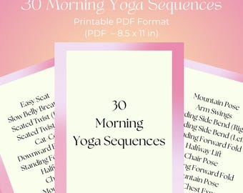30 Morning Yoga Sequences PDF 8.5x11 | Energizing Yoga Flows | Wake Up Yoga Routines | Gentle Morning Yoga Printable