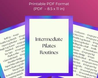 Intermediate Pilates Routines | 30 Printable Workout Sheets for Core Sculpting, Strength & Balance (8.5x11 PDF)
