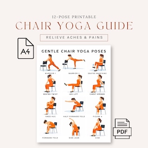 Stuhl Yoga Printable | Stuhl Yoga Übungsblatt | Druckbare Stuhl Yoga Übungen | A4 Größe PDF