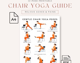 Chair Yoga Printable | Chair Yoga Exercise Chart | Printable Chair Yoga Exercises | A4 Size PDF