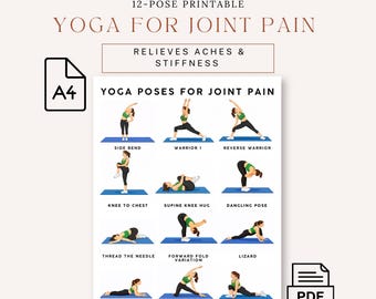 Yoga for Joint Pain | 12 Yoga Poses PDF | Printable Yoga for Joint Pain Relief, 8.5 x 11 in Exercise Chart