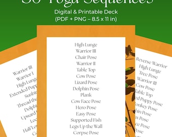 Yoga Sequence Cards | 30 Flow Decks for Mindful Movement, Beginner Yoga & Daily Practice (Digital PDF + PNG)