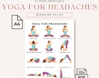 Migraine Care Package | Yoga Poses PDF for Headache Relief | Printable Yoga Sequence