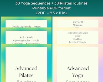 Advanced Yoga & Pilates Bundle | Printable Workout Routines (8.5x11 PDF) for Strength, Balance and Endurance