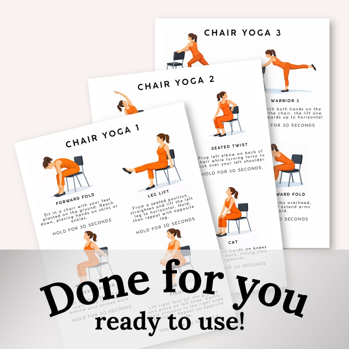 Chair Yoga Printable | Chair Yoga Exercise Chart With Descriptions
