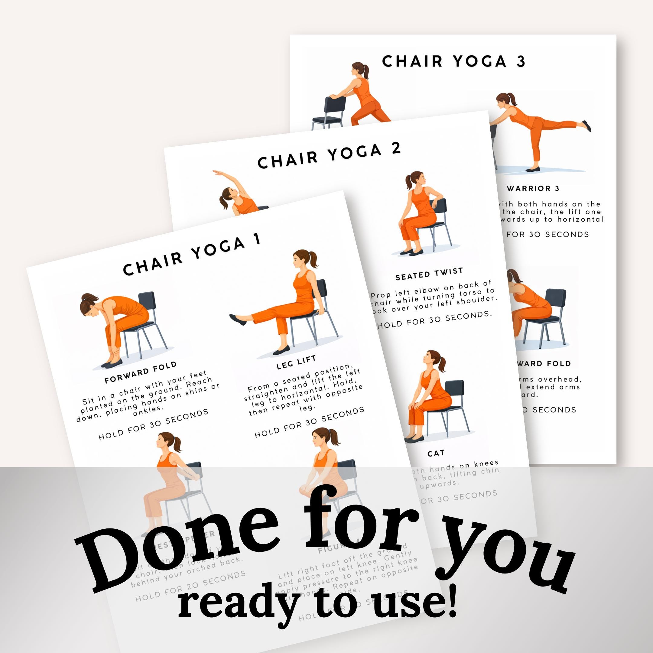 Chair Yoga Printable | Chair Yoga Exercise Chart With Descriptions