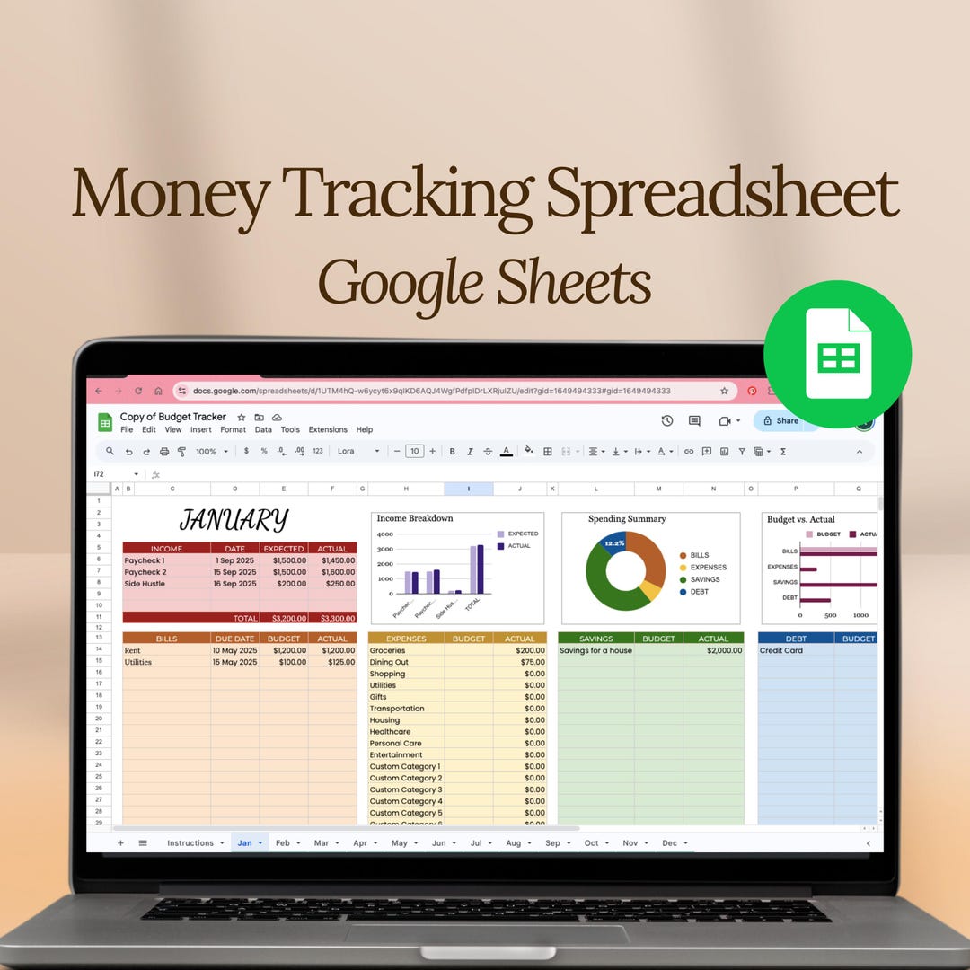 Money Tracking Spreadsheet for Google Sheets | 2026 Budget Spreadsheet ...