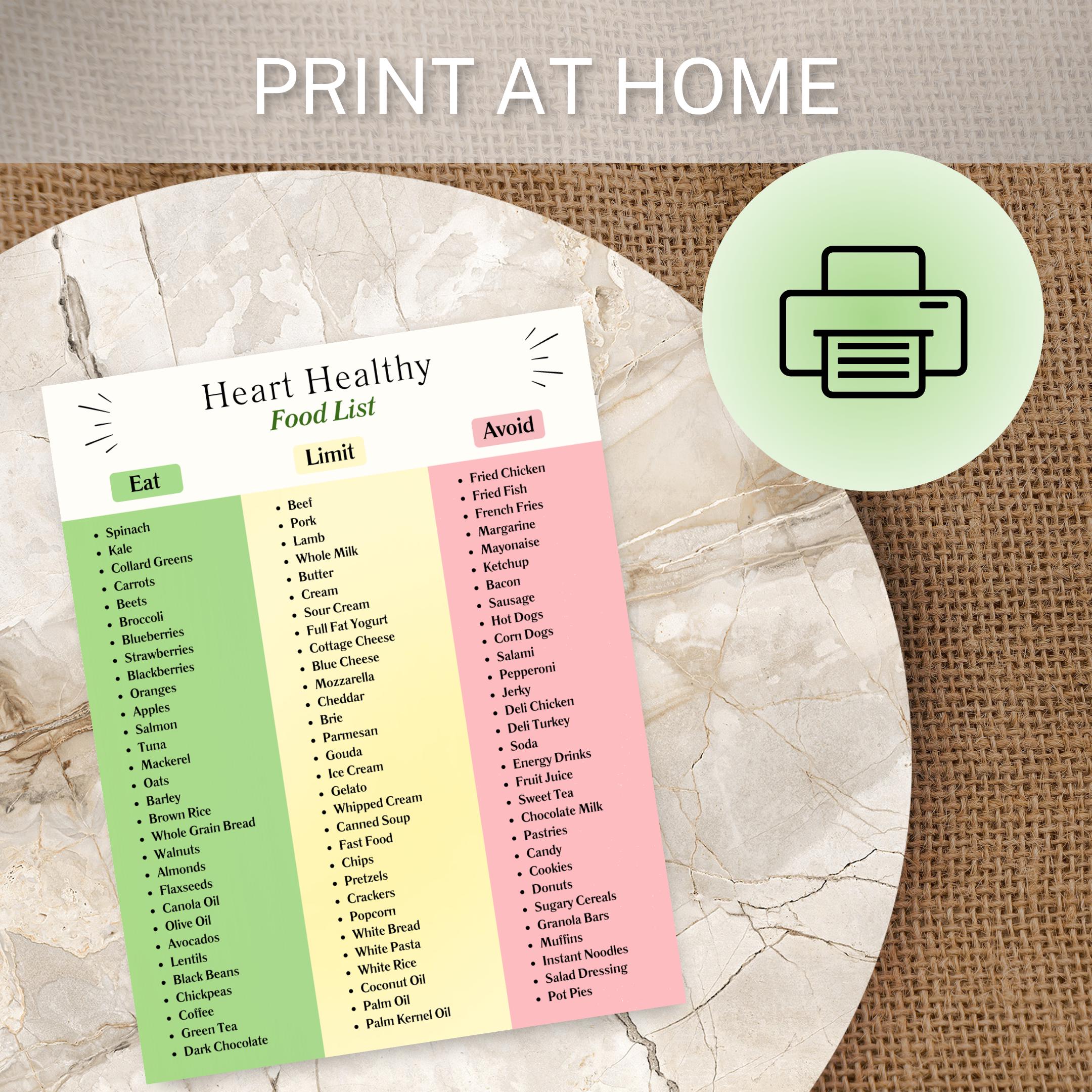 Heart Healthy Food List | Grocery List for Heart Healthy Diet | Cardiac ...