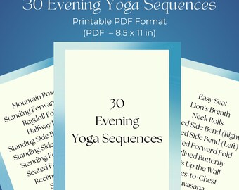 30 Evening Yoga Sequences PDF 8.5x11 | Relaxing Night Yoga Flows | Wind Down Yoga Routines | Gentle Home Yoga Printable