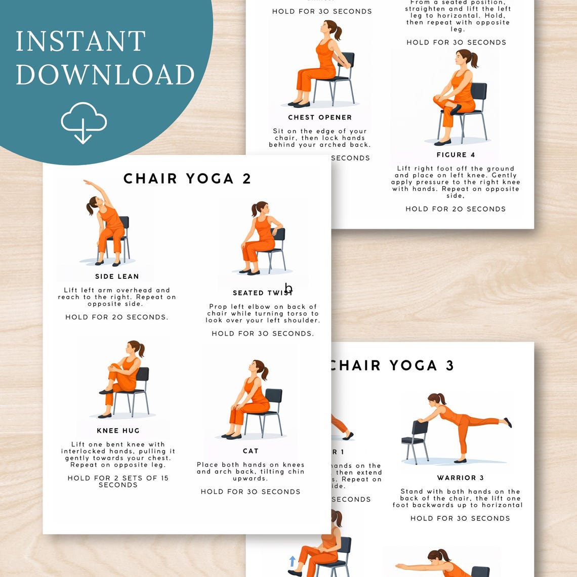 Chair Yoga Printable | Chair Yoga Exercise Chart With Descriptions