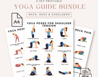 Yoga Poses PDF | 3 Yoga Sequences for Back Pain Relief, Neck Pain Relief and Shoulder Pain Relief | Chair Yoga Printable 8.5 x 11 Yoga Chart