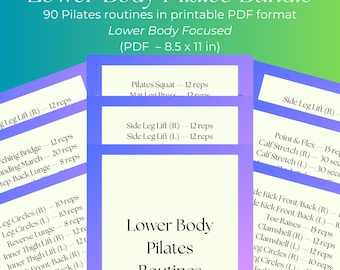 Lower Body Pilates Bundle | Glutes, Hips & Legs Pilates Routines (90 Printable Workout Sheets) PDF 8.5x11