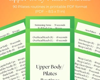 Upper Body Pilates Bundle | Arms, Shoulders & Core Pilates Routines (90 Printable Workout Sheets) PDF 8.5x11
