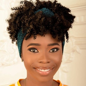 Short Synthetic Afro Curly Headband adjustable Strings Wigs Afro Fluffy Hair Turban Wrap-wig Afro Curly Headband Wigs Quick and Easy to wear