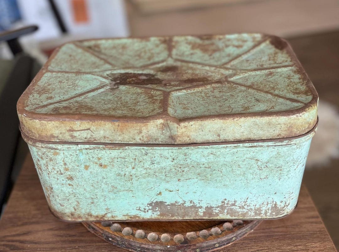 Vintage Green Metal Rusty Crusty Bread Box - Etsy