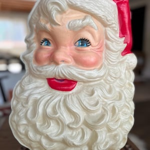 Rare Vintage Blow Mold Santa Head Light Up