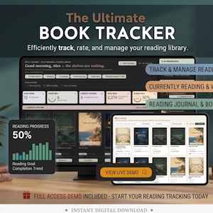 Book Tracker App Web, Digital Reading Library and Reading Log